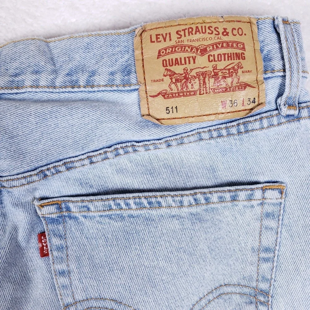 Levi's 511 Mens 36x34 Regular Fit Light Wash Jeans Cotton Vintage Argentina